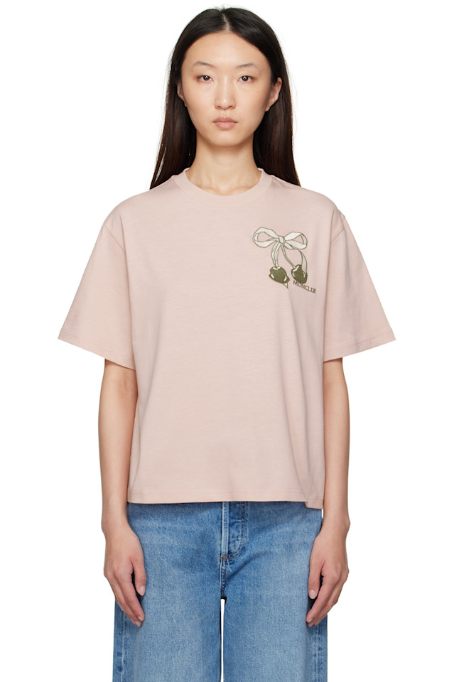 Хлопковая футболка с вышитым логотипом в виде вишни Moncler, розовый
Хлопковая футболка с вышитым логотипом в виде вишни Moncler, розовый