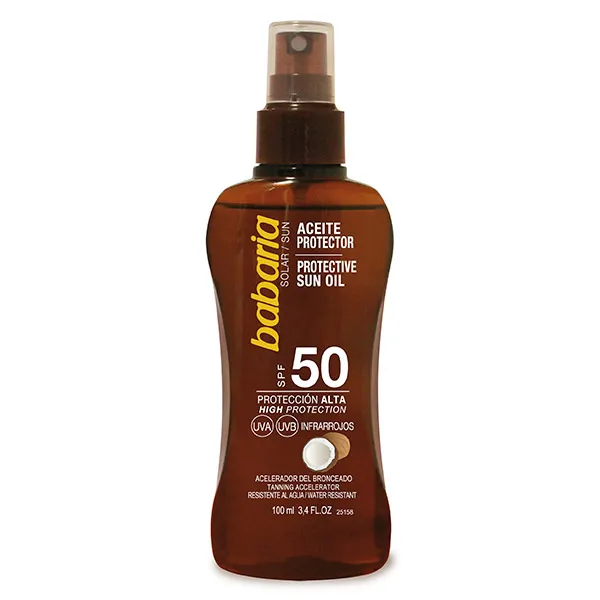 Высокая защита с ароматом кокоса Solar Sun Aceite Protector SPF 50 Babaria, 100 ml
Высокая защита с ароматом кокоса Solar Sun Aceite Protector SPF 50 Babaria, 100 ml