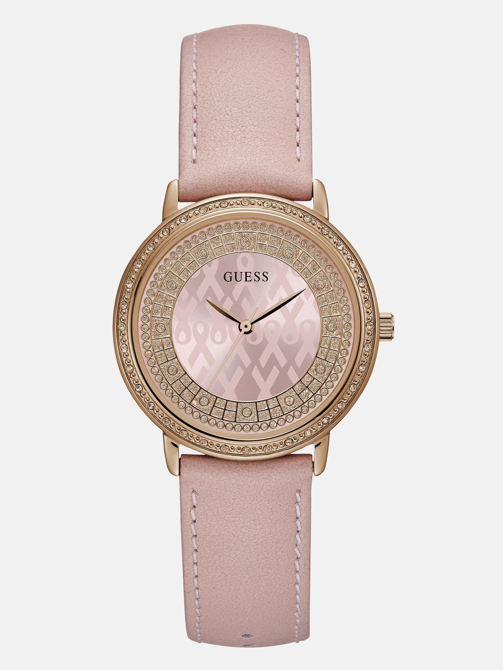 Сверкающие аналоговые часы из розового золота и кожи Guess Factory, розовый
Сверкающие аналоговые часы из розового золота и кожи Guess Factory, розовый