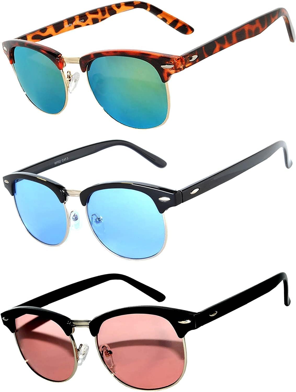 OWL Набор из 3 полуободковых солнцезащитных очков из металла и пластика для женщин и мужчин, защита от УФ-излучения UV400, дымчатые, тонированные, зеркальные линзы, ретро-стиль, Leopard/Yellow Mirror, Black/Blue, Black/Pink
OWL Набор из 3 полуободковых солнцезащитных очков из металла и пластика для женщин и мужчин, защита от УФ-излучения UV400, дымчатые, тонированные, зеркальные линзы, ретро-стиль, Leopard/Yellow Mirror, Black/Blue, Black/Pink