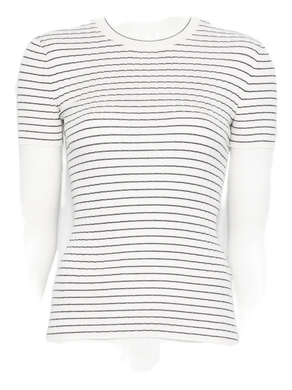 Топ в полоску с круглым вырезом Emporio Armani, белый
Топ в полоску с круглым вырезом Emporio Armani, белый