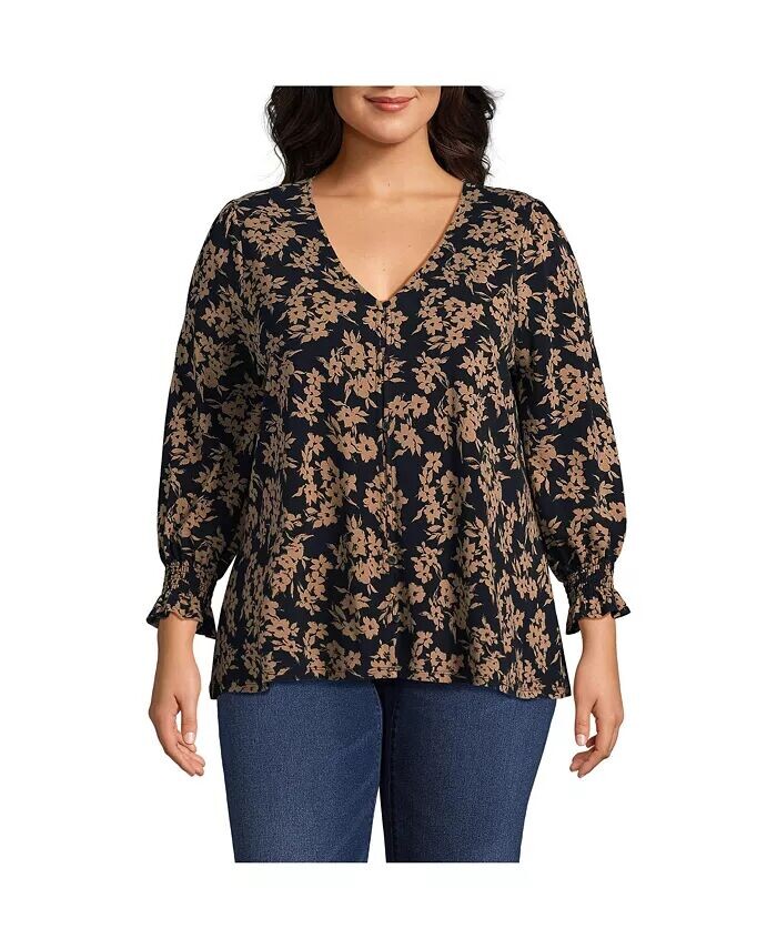 Легкий трикотажный топ на пуговицах спереди с рукавами 3/4 больших размеров Lands' End, бежевый
Легкий трикотажный топ на пуговицах спереди с рукавами 3/4 больших размеров Lands' End, бежевый