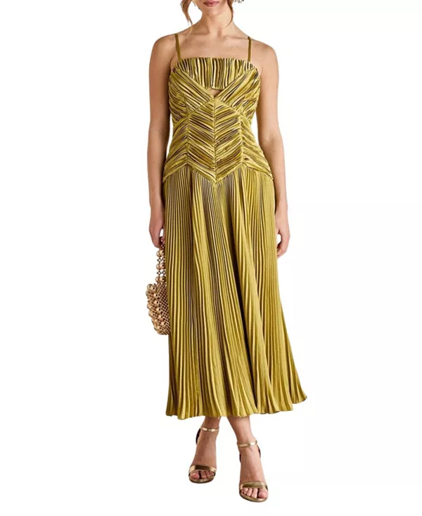 Плиссированное атласное платье с баской и бретелями Coast, зеленый
Плиссированное атласное платье с баской и бретелями Coast, зеленый