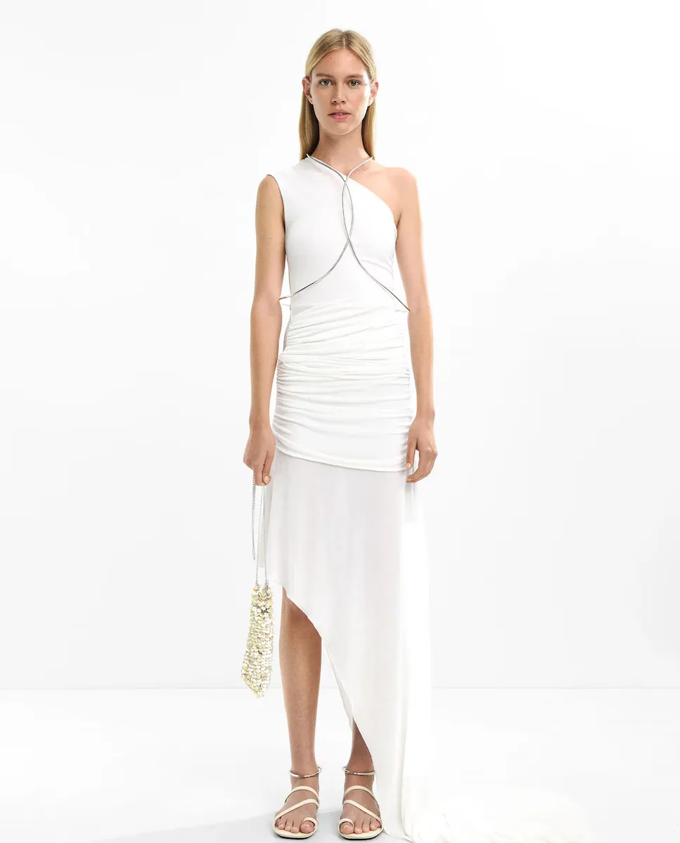 Длинное асимметричное платье с драпировкой и эффектом смятости Parfois, белый
Длинное асимметричное платье с драпировкой и эффектом смятости Parfois, белый