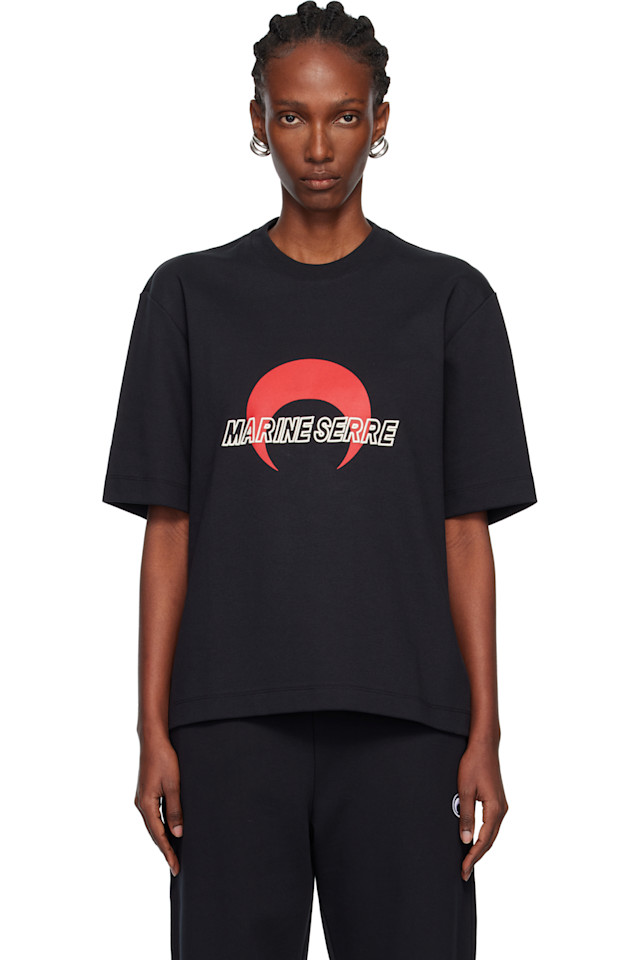Marine Serre Черная спортивная футболка свободного кроя
Marine Serre Черная спортивная футболка свободного кроя