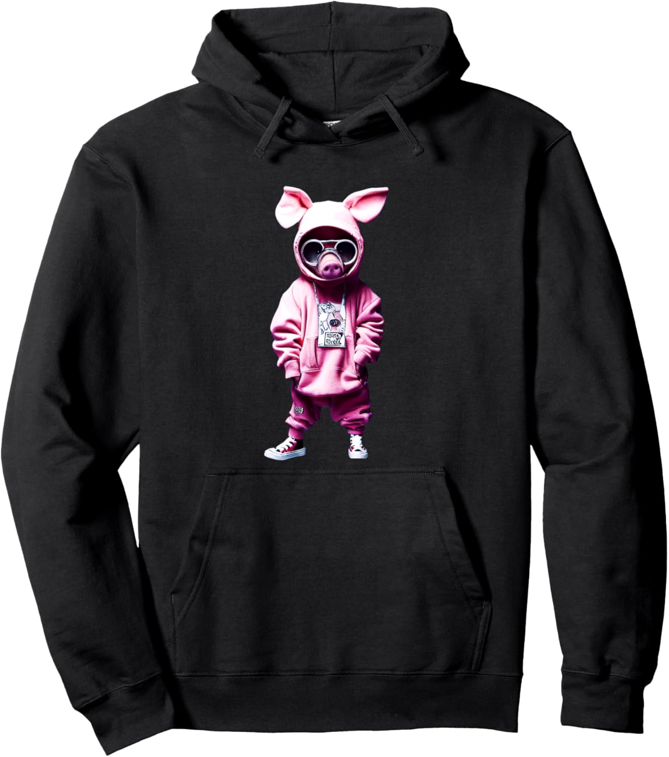 Модный розовый костюм свинки с крутыми очками, худи, черный Street Style Urban Animal Hip Hop Swag
Модный розовый костюм свинки с крутыми очками, худи, черный Street Style Urban Animal Hip Hop Swag