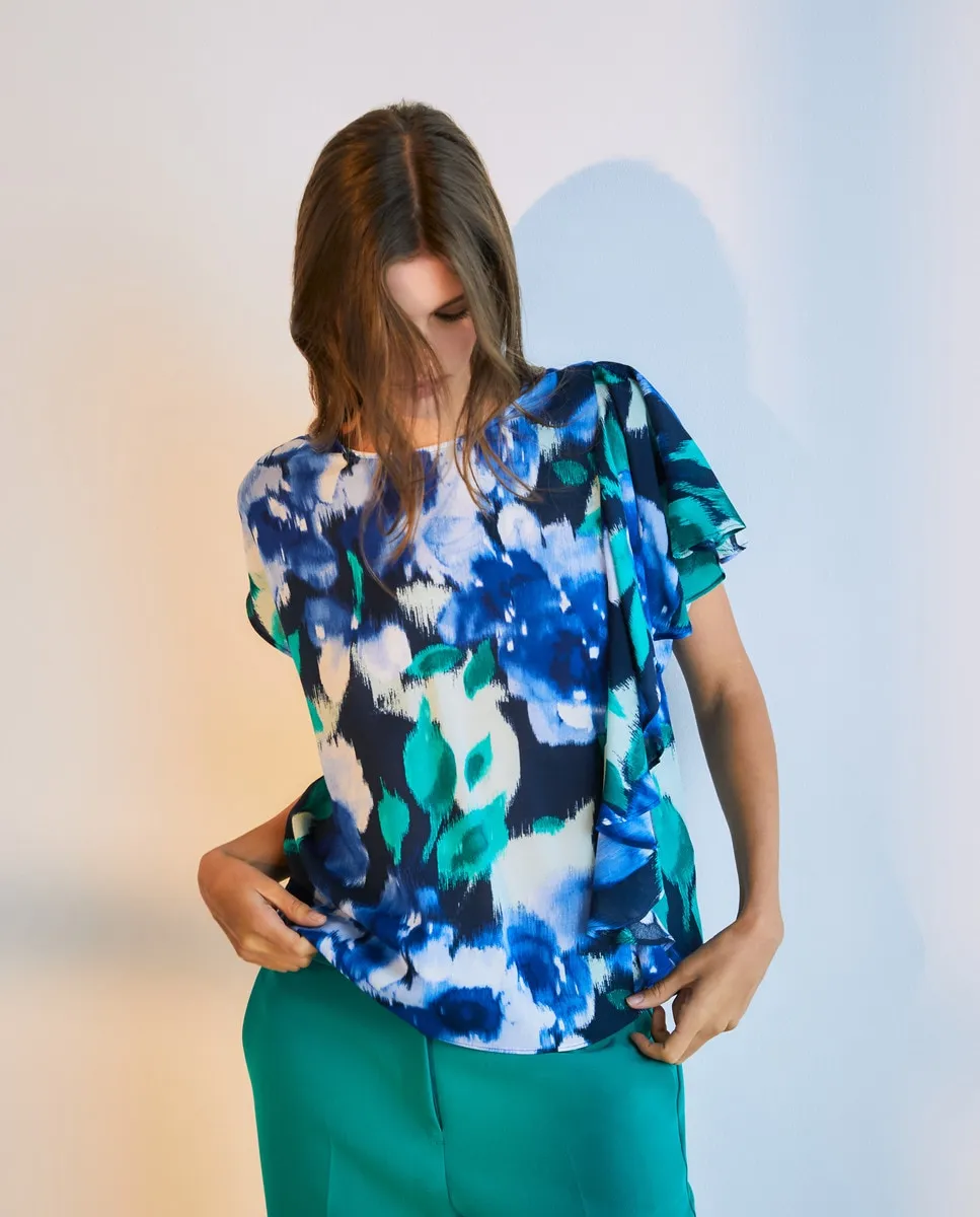 Топ с коротким рукавом и воланами Woman El Corte Inglés, синий
Топ с коротким рукавом и воланами Woman El Corte Inglés, синий