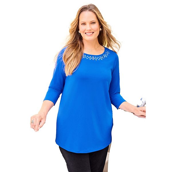 Женский топ с декором на горловине, plus size Catherines, Dark Sapphire
Женский топ с декором на горловине, plus size Catherines, Dark Sapphire