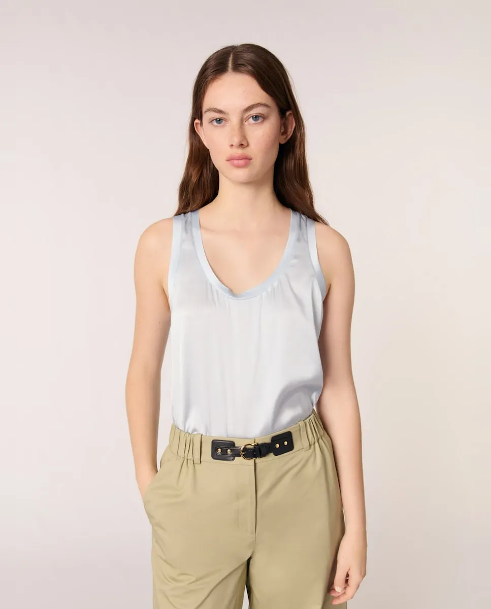 Женский шелковый топ на бретелях Maje, голубой
Женский шелковый топ на бретелях Maje, голубой