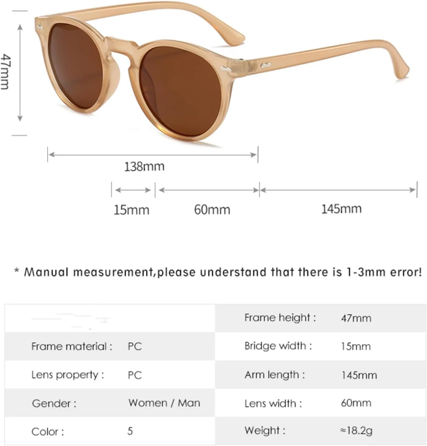 Маленькие круглые поляризованные солнцезащитные очки для женщин и мужчин в винтажном стиле, прозрачная оправа, защита от УФ-излучения UV400 TOIPASTN, Pink-pink
Маленькие круглые поляризованные солнцезащитные очки для женщин и мужчин в винтажном стиле, прозрачная оправа, защита от УФ-излучения UV400 TOIPASTN, Pink-pink