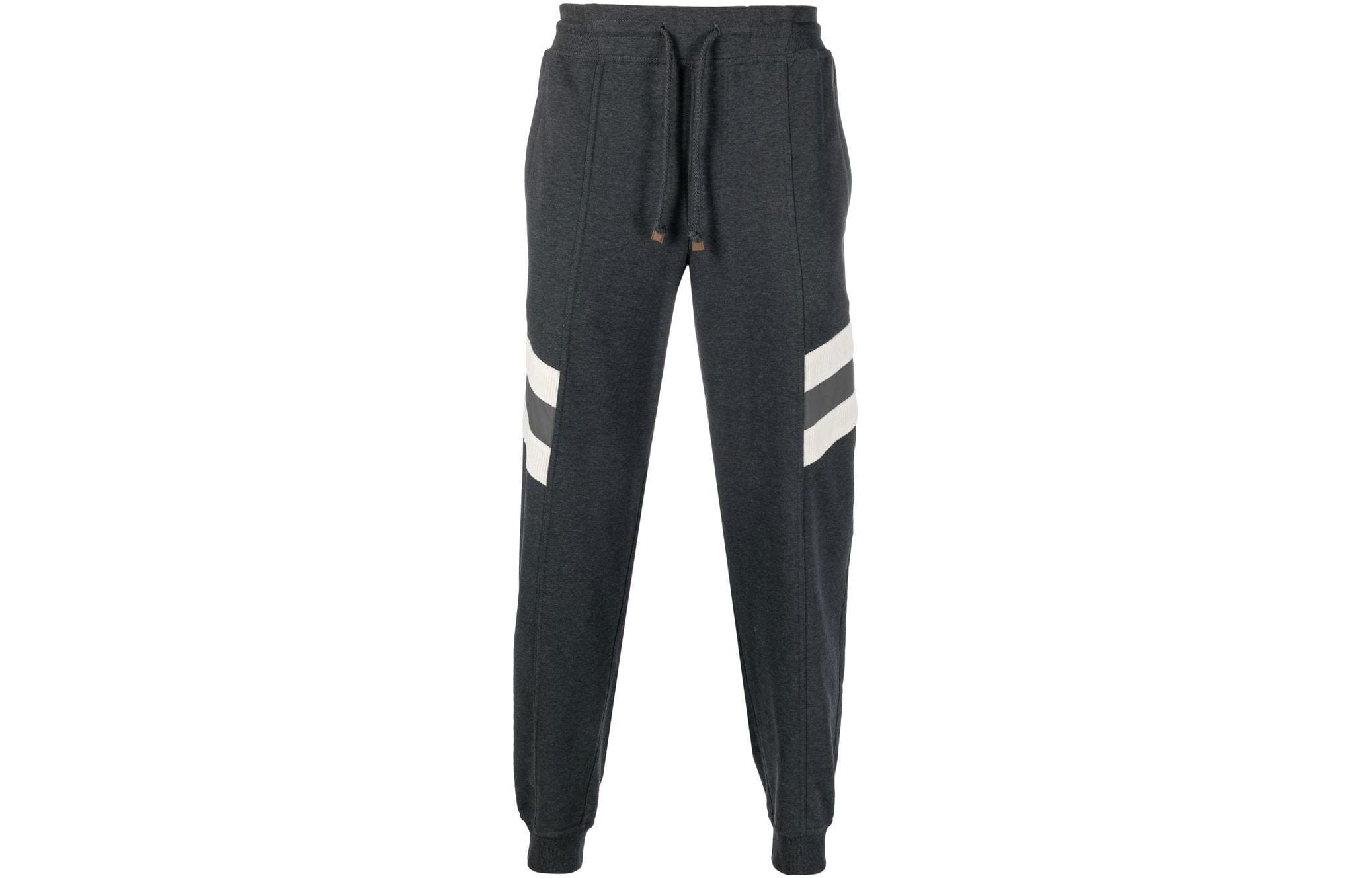 Винтажные спортивные брюки из хлопка с полосками Brunello Cucinelli, серые
Винтажные спортивные брюки из хлопка с полосками Brunello Cucinelli, серые