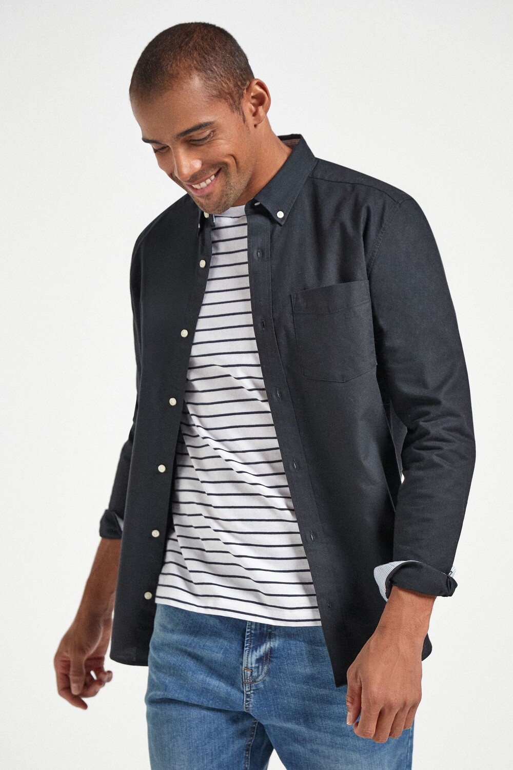 Оксфордская рубашка с длинными рукавами Next, черный
Оксфордская рубашка с длинными рукавами Next, черный