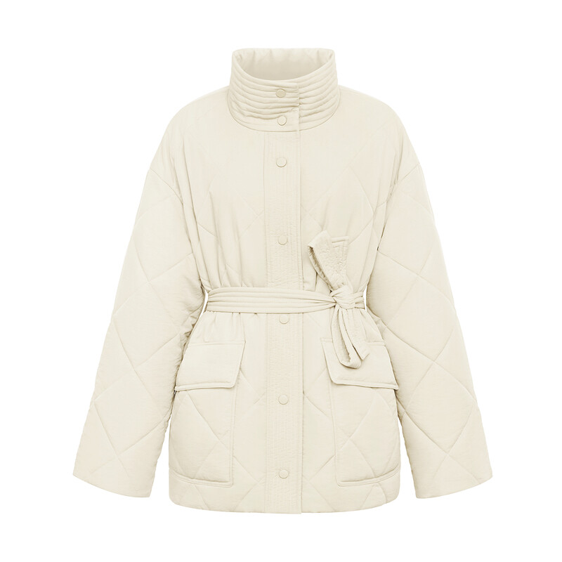 Хлопковая однотонная куртка Deep Breath с воротником-стойкой с поясом, белый
Хлопковая однотонная куртка Deep Breath с воротником-стойкой с поясом, белый