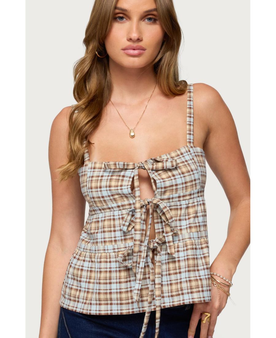 Женская клетчатая блузка Mirena с завязками спереди Edikted, Mix
Женская клетчатая блузка Mirena с завязками спереди Edikted, Mix