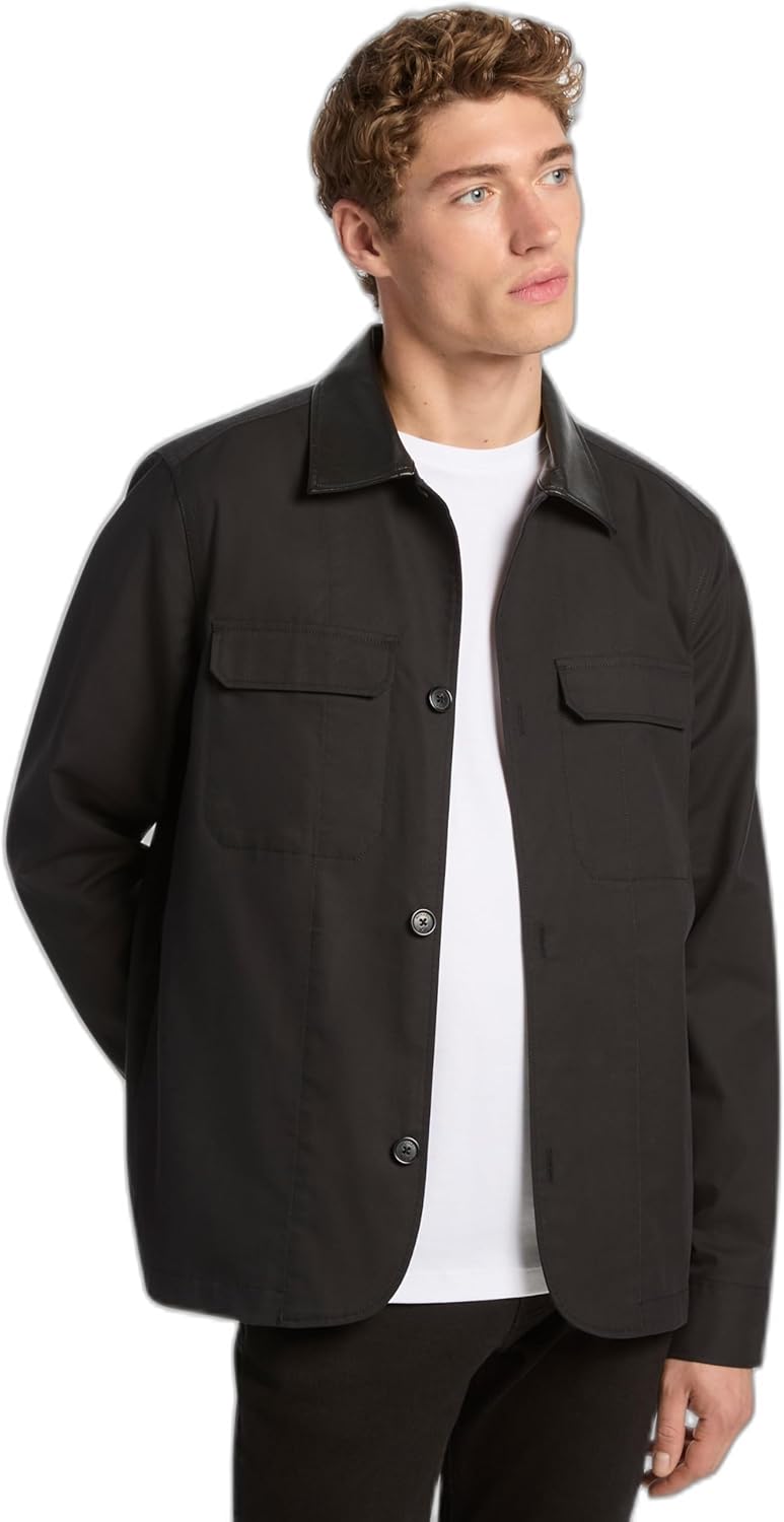 Michael Kors мужская кожаная рубашка-пиджак из твила, Black
Michael Kors мужская кожаная рубашка-пиджак из твила, Black