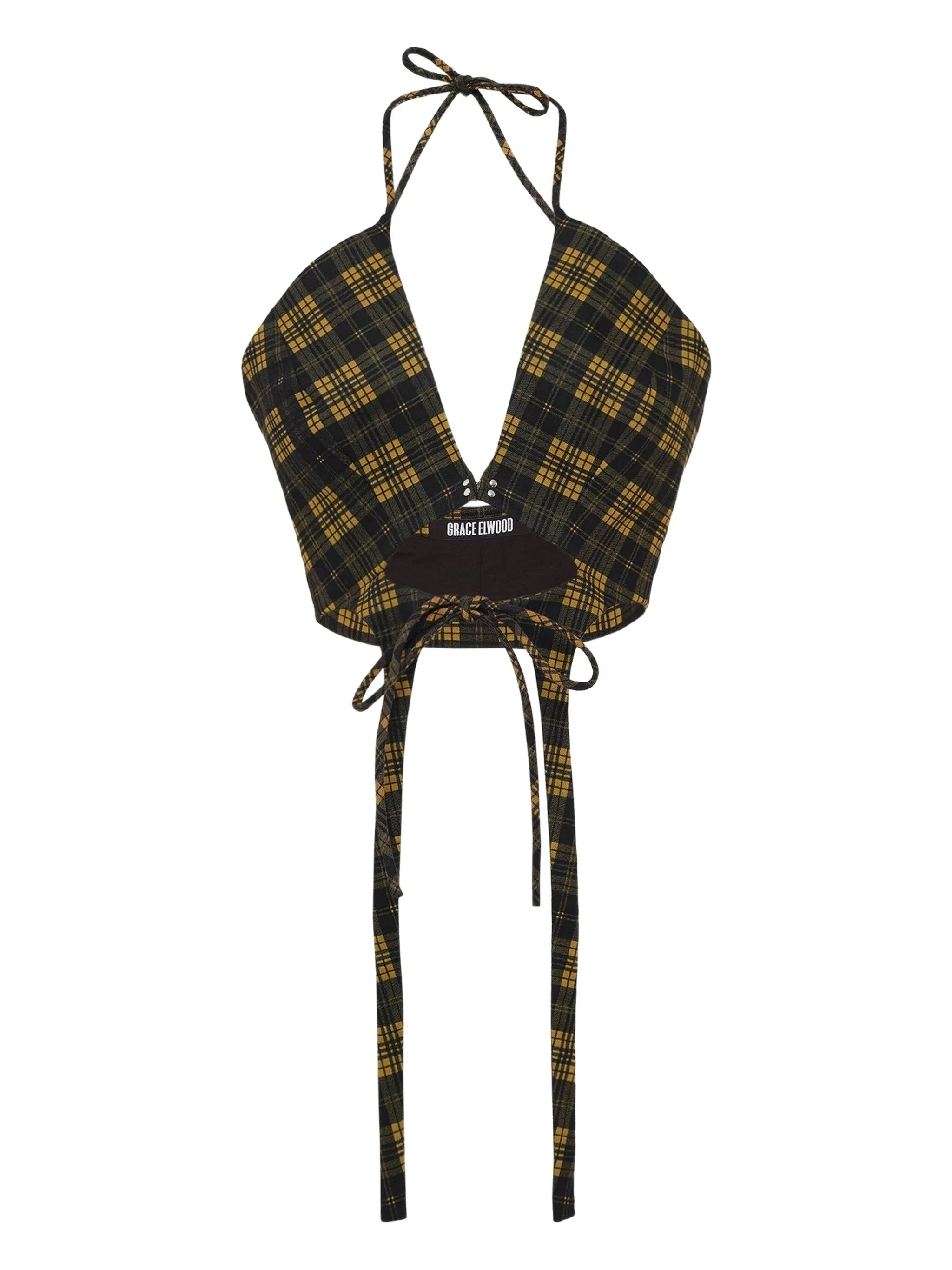 Топ в клетку с вырезом халтер Grace Elwood, черный
Топ в клетку с вырезом халтер Grace Elwood, черный