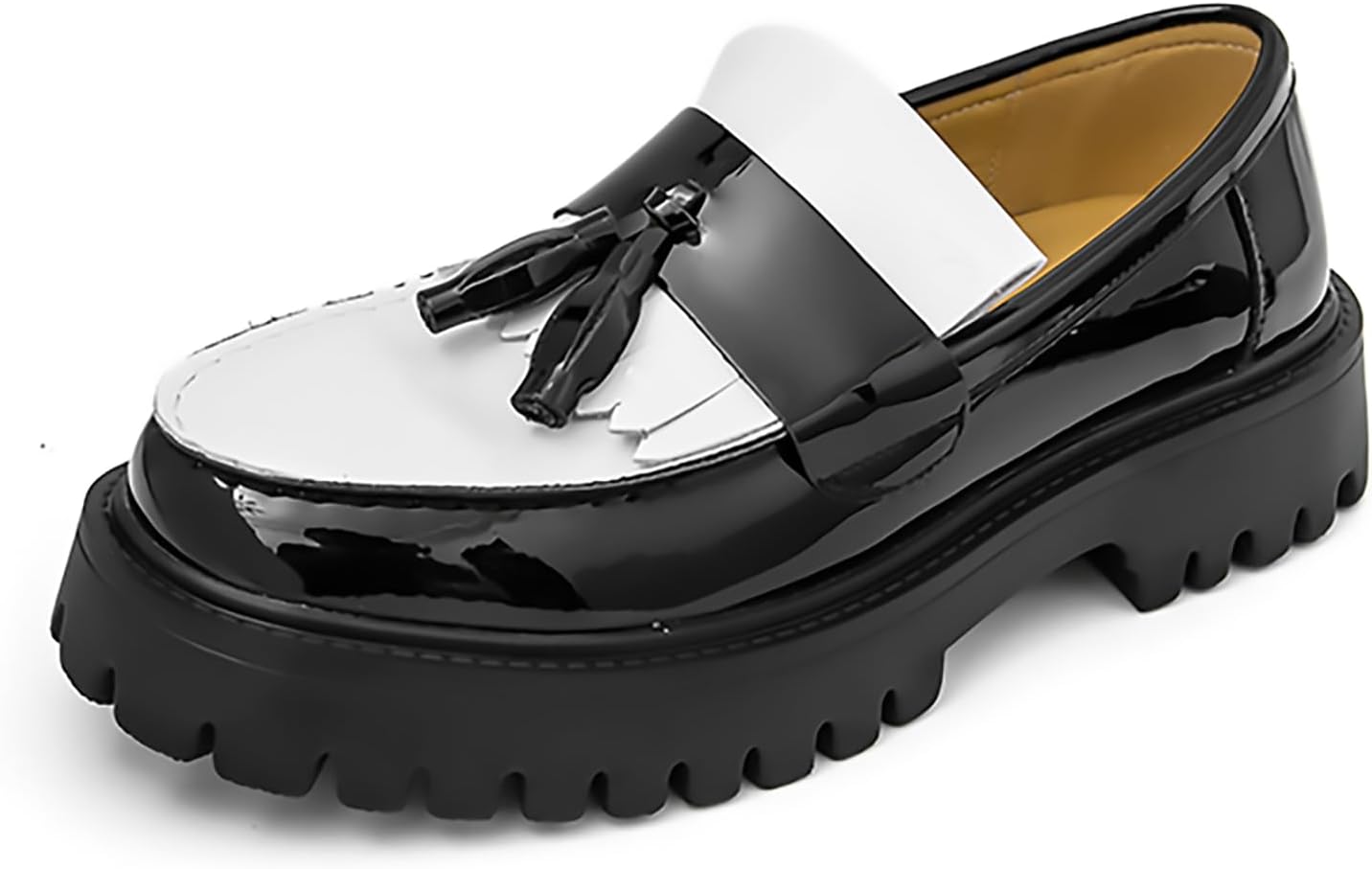 Мужские лоферы ручной работы из лакированной кожи с кисточками Bwseobg, белый/черный
Мужские лоферы ручной работы из лакированной кожи с кисточками Bwseobg, белый/черный