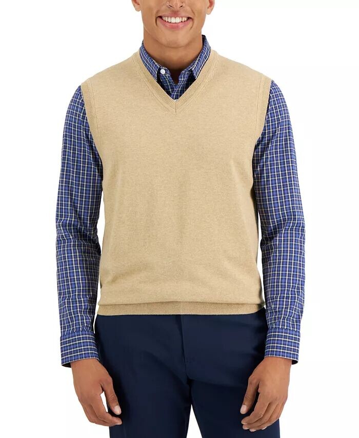 Мужской однотонный свитер-жилет с V-образным вырезом Club Room, бежевый
Мужской однотонный свитер-жилет с V-образным вырезом Club Room, бежевый