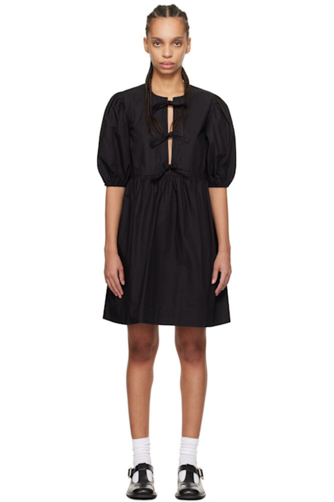 Черное хлопковое поплиновое мини-платье с завязками GANNI
Черное хлопковое поплиновое мини-платье с завязками GANNI