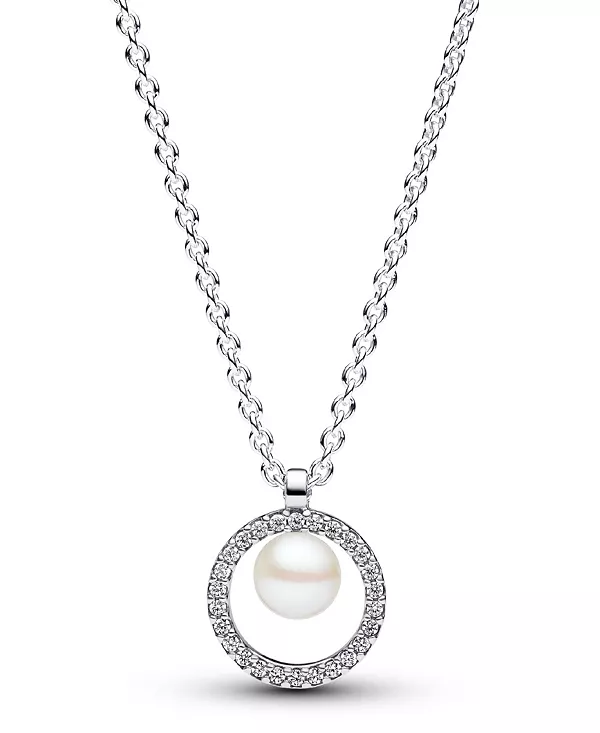 Ожерелье из стерлингового серебра с блестящим обработанным пресноводным культивированным жемчугом и паве Pandora, silver
Ожерелье из стерлингового серебра с блестящим обработанным пресноводным культивированным жемчугом и паве Pandora, silver