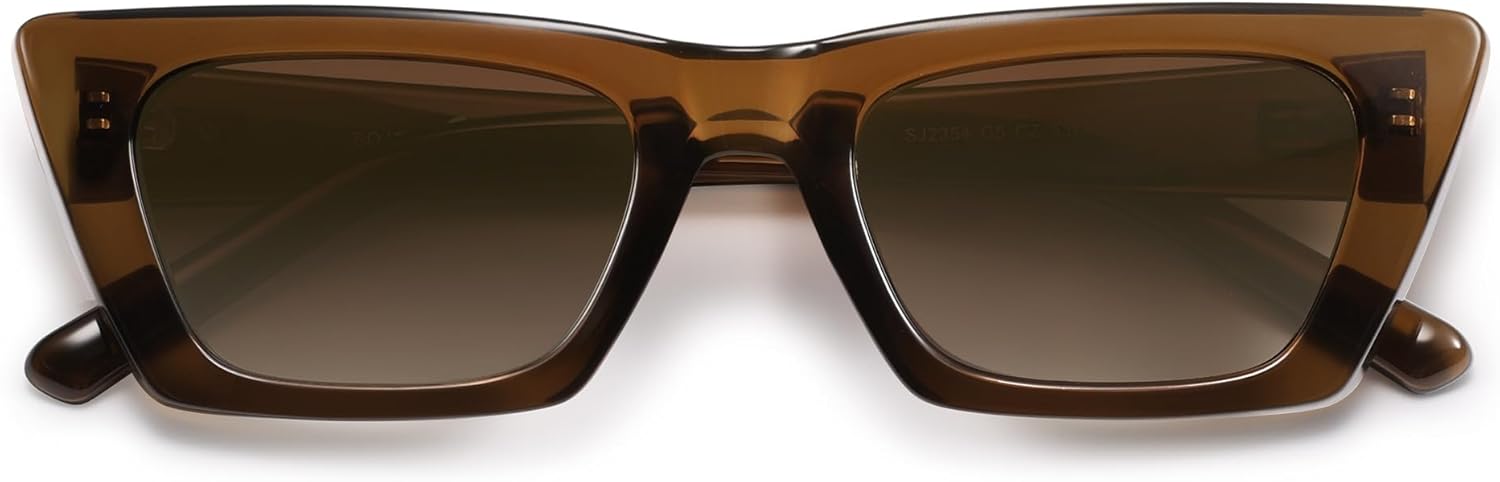 SOJOS Модные прямоугольные поляризованные солнцезащитные очки «кошачий глаз» для женщин и мужчин, ретро, маленькие узкие солнцезащитные очки с плоской верхней частью SJ2354, Dark Brown/Gradient Brown
SOJOS Модные прямоугольные поляризованные солнцезащитные очки «кошачий глаз» для женщин и мужчин, ретро, маленькие узкие солнцезащитные очки с плоской верхней частью SJ2354, Dark Brown/Gradient Brown