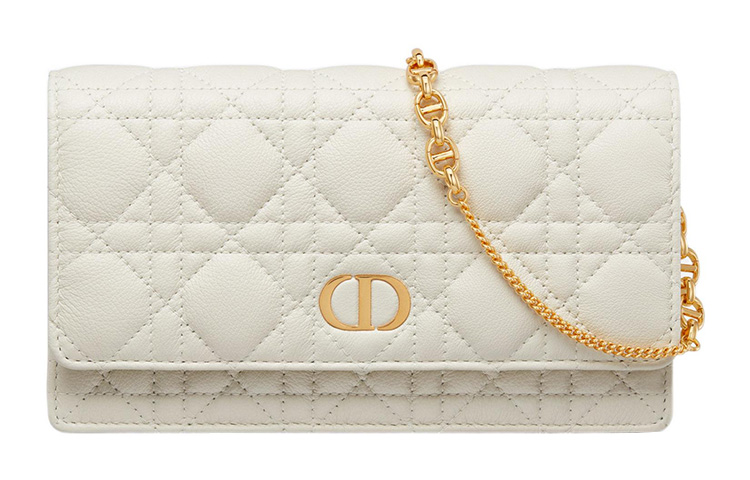 Caro Soft Кожаная Сумка из Телячьей Кожи, Сумка Через Плечо, Кроссбоди, Клатч Женская Молочный Белый DIOR