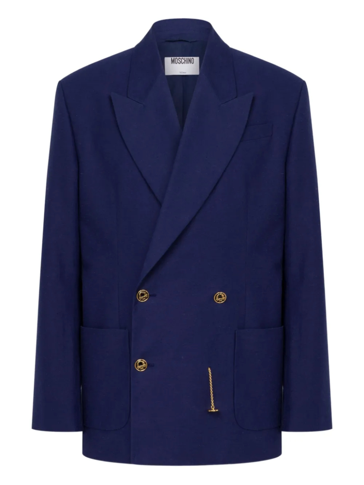 Двубортный пиджак строгого покроя Moschino, синий
Двубортный пиджак строгого покроя Moschino, синий