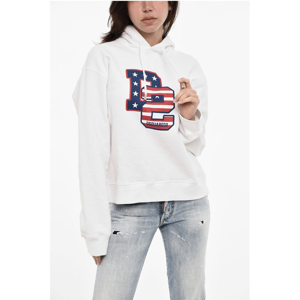Хлопковая толстовка с капюшоном и монограммой Dsquared2, White 
Хлопковая толстовка с капюшоном и монограммой Dsquared2, White