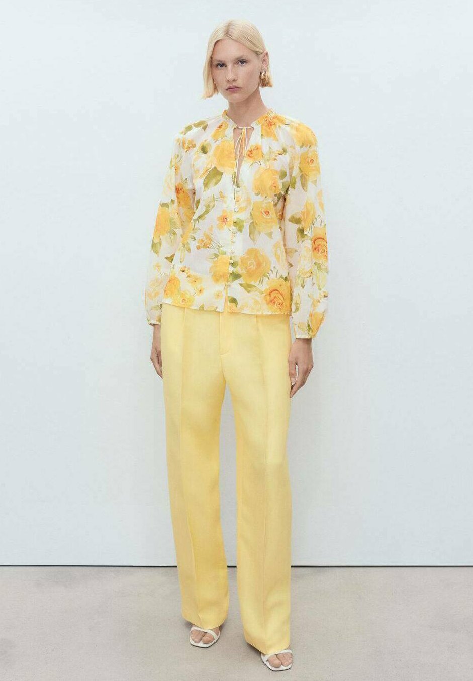 Блузка на пуговицах FLORAL Mango, желтый 
Блузка на пуговицах FLORAL Mango, желтый