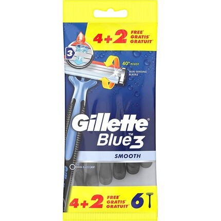 Blue3 Набор из 6 гладких одноразовых бритв, Gillette
Blue3 Набор из 6 гладких одноразовых бритв, Gillette