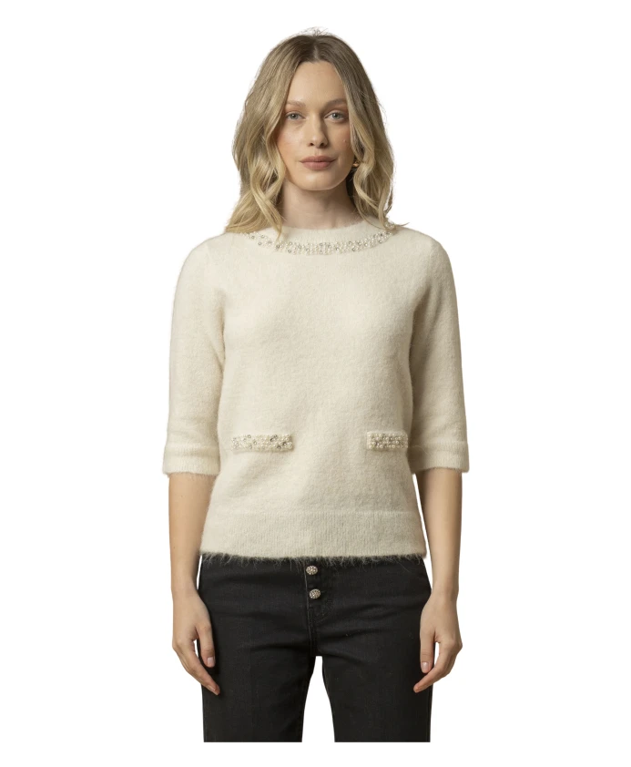 Свитшот с круглым вырезом и жемчужным принтом Kocca, белый
Свитшот с круглым вырезом и жемчужным принтом Kocca, белый