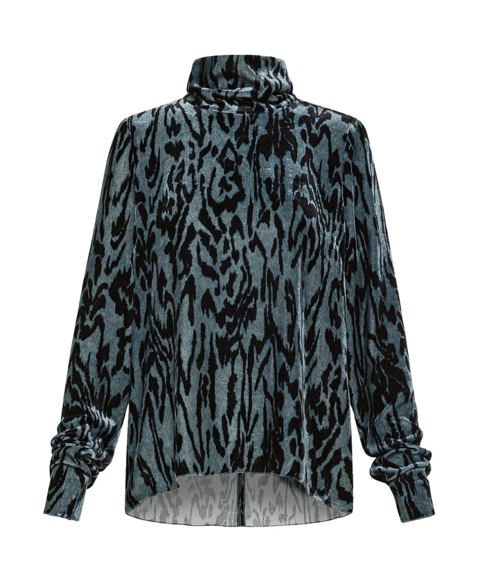 Бархатный свитер с высоким воротником и анималистическим принтом Forte Forte, серый
Бархатный свитер с высоким воротником и анималистическим принтом Forte Forte, серый