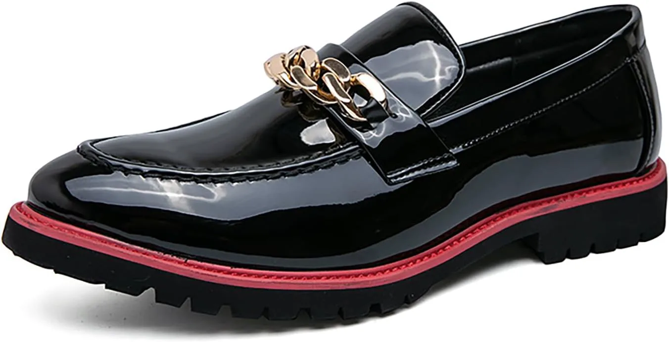 Мужские лоферы из лакированной кожи с цепочкой, подошва с протектором, нескользящие, на платформе, с кисточками, деловые туфли с острым носком, на каблуке, без шнурков, оксфорды для работы, офиса, вождения и прогулок LVOMU, черный
Мужские лоферы из лакированной кожи с цепочкой, подошва с протектором, нескользящие, на платформе, с кисточками, деловые туфли с острым носком, на каблуке, без шнурков, оксфорды для работы, офиса, вождения и прогулок LVOMU, черный