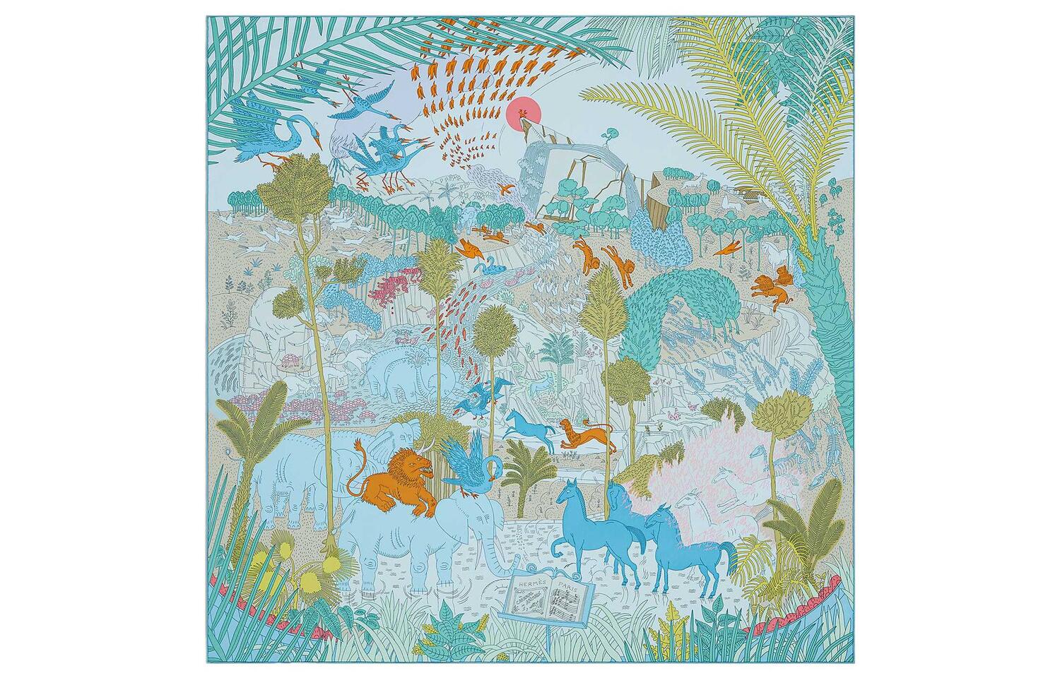 Шелковый платок Le Carnaval Des Animau Unisex HERMES, синий
Шелковый платок Le Carnaval Des Animau Unisex HERMES, синий