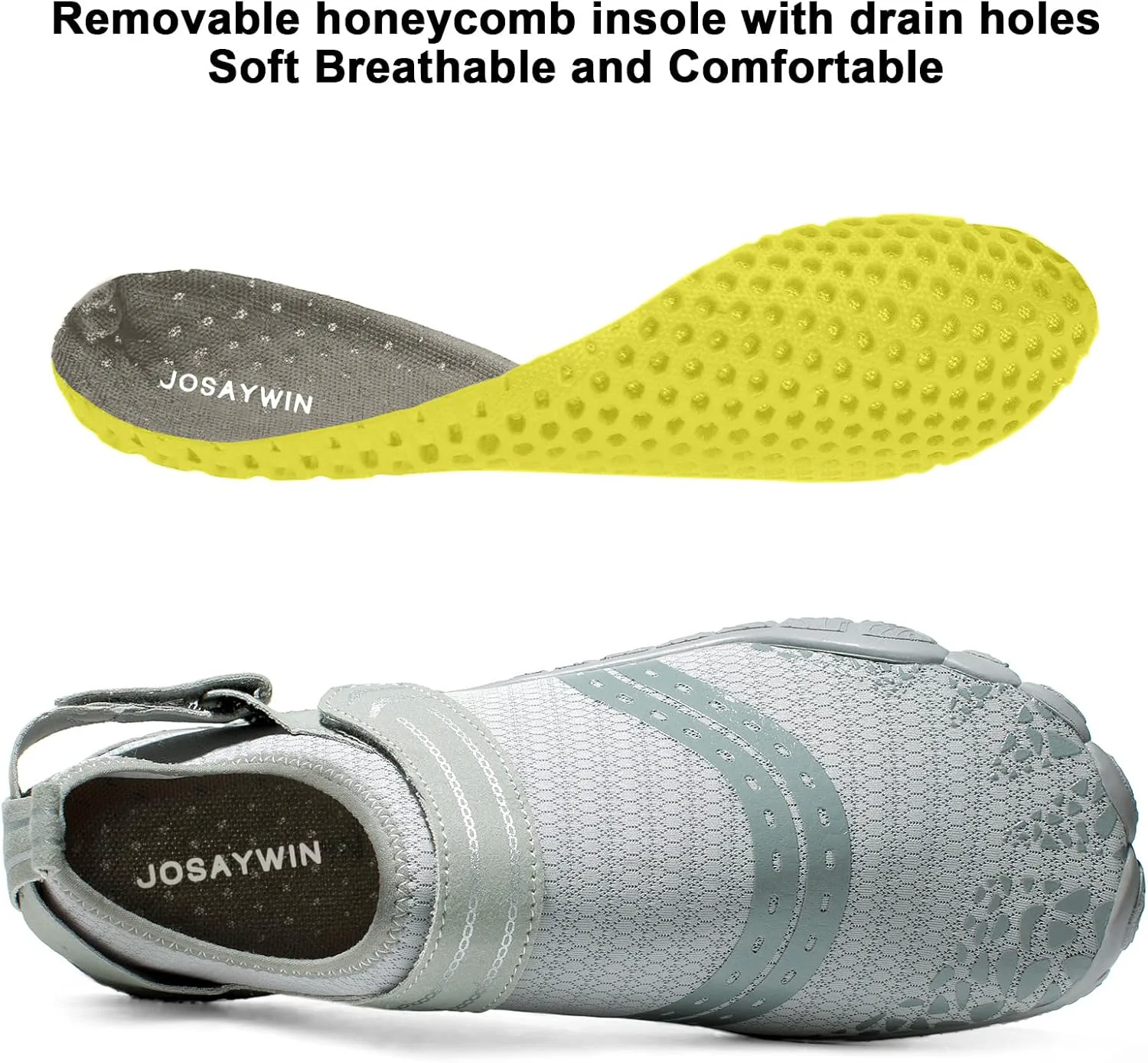 Водные обувь Josaywin для мужчин, быстро сохнут, широкие носки, аква-обувь с регулируемым носком типа кеды для плавания, пляжа, реки, бассейна и серфинга, светло-серый
Водные обувь Josaywin для мужчин, быстро сохнут, широкие носки, аква-обувь с регулируемым носком типа кеды для плавания, пляжа, реки, бассейна и серфинга, светло-серый