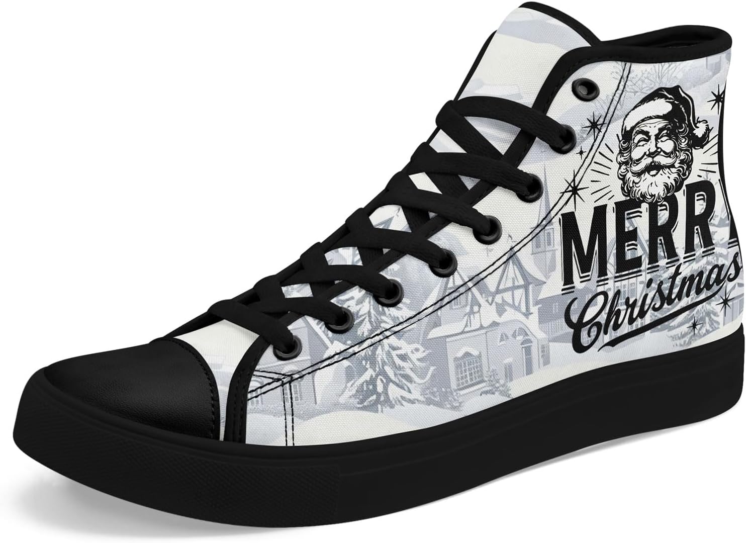 Кеды на высокой подошве AWSOLE для мужчин и женщин с рождественским дизайном Санта-Клауса и снегом, удобные повседневные шнуровки, белый/черный/серый
Кеды на высокой подошве AWSOLE для мужчин и женщин с рождественским дизайном Санта-Клауса и снегом, удобные повседневные шнуровки, белый/черный/серый