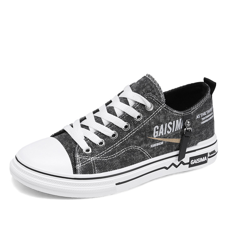 King Jinmai Мужские низкие скейтерские кроссовки деним черные, цвет Denim Black 
King Jinmai Мужские низкие скейтерские кроссовки деним черные, цвет Denim Black