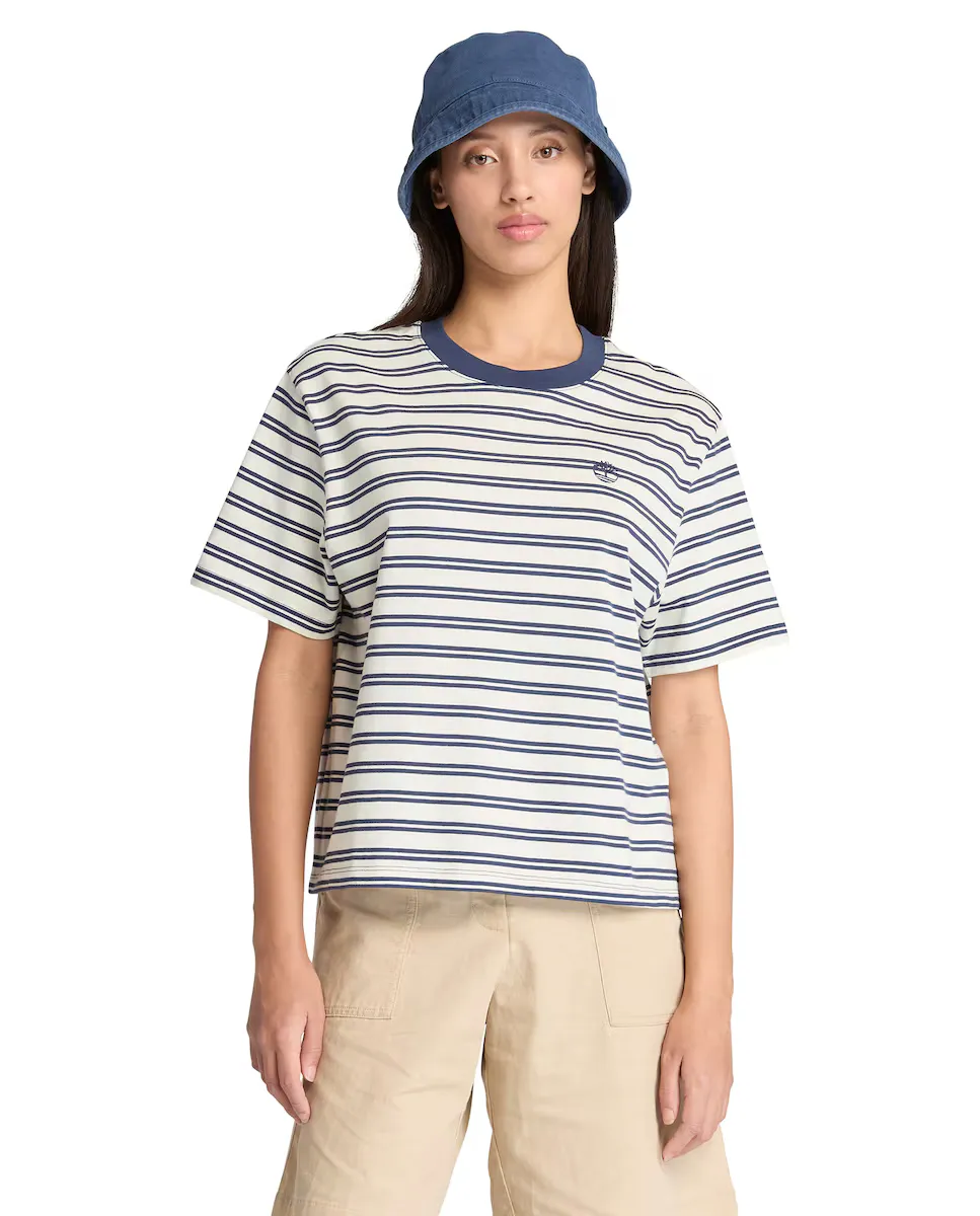 Женская полосатая футболка с коротким рукавом Timberland, тёмно-синий
Женская полосатая футболка с коротким рукавом Timberland, тёмно-синий