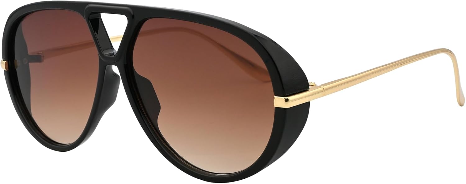 Модные солнцезащитные очки-авиаторы большого размера для женщин и мужчин, в стиле ретро, большие солнцезащитные очки-щитки, винтажные очки Teumire, A08 Black/Gradient Brown
Модные солнцезащитные очки-авиаторы большого размера для женщин и мужчин, в стиле ретро, большие солнцезащитные очки-щитки, винтажные очки Teumire, A08 Black/Gradient Brown