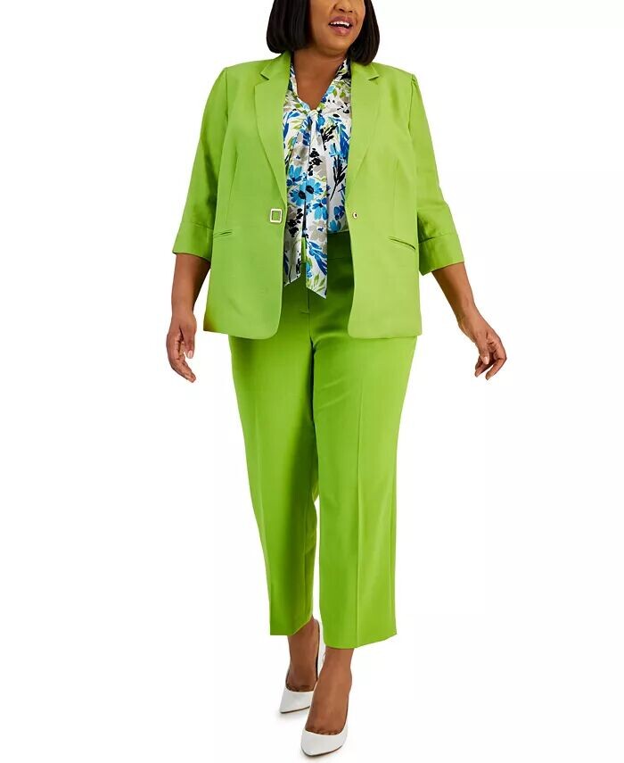 Льняная куртка больших размеров, блузка с завязкой спереди с принтом и брюки Kasper, желтый
Льняная куртка больших размеров, блузка с завязкой спереди с принтом и брюки Kasper, желтый