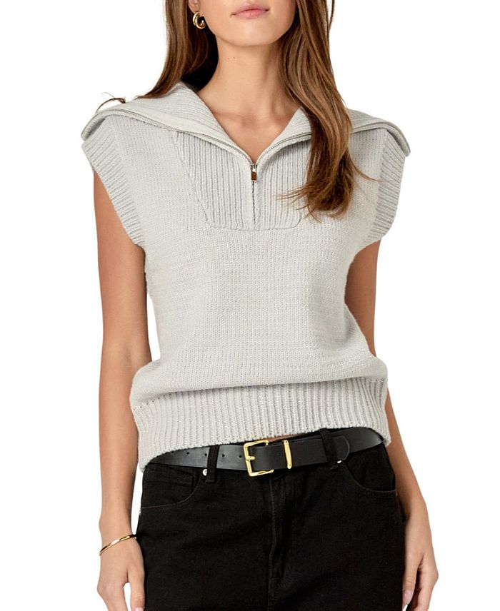 Женский жилет с молнией и воротником-стойкой English Factory, серый
Женский жилет с молнией и воротником-стойкой English Factory, серый