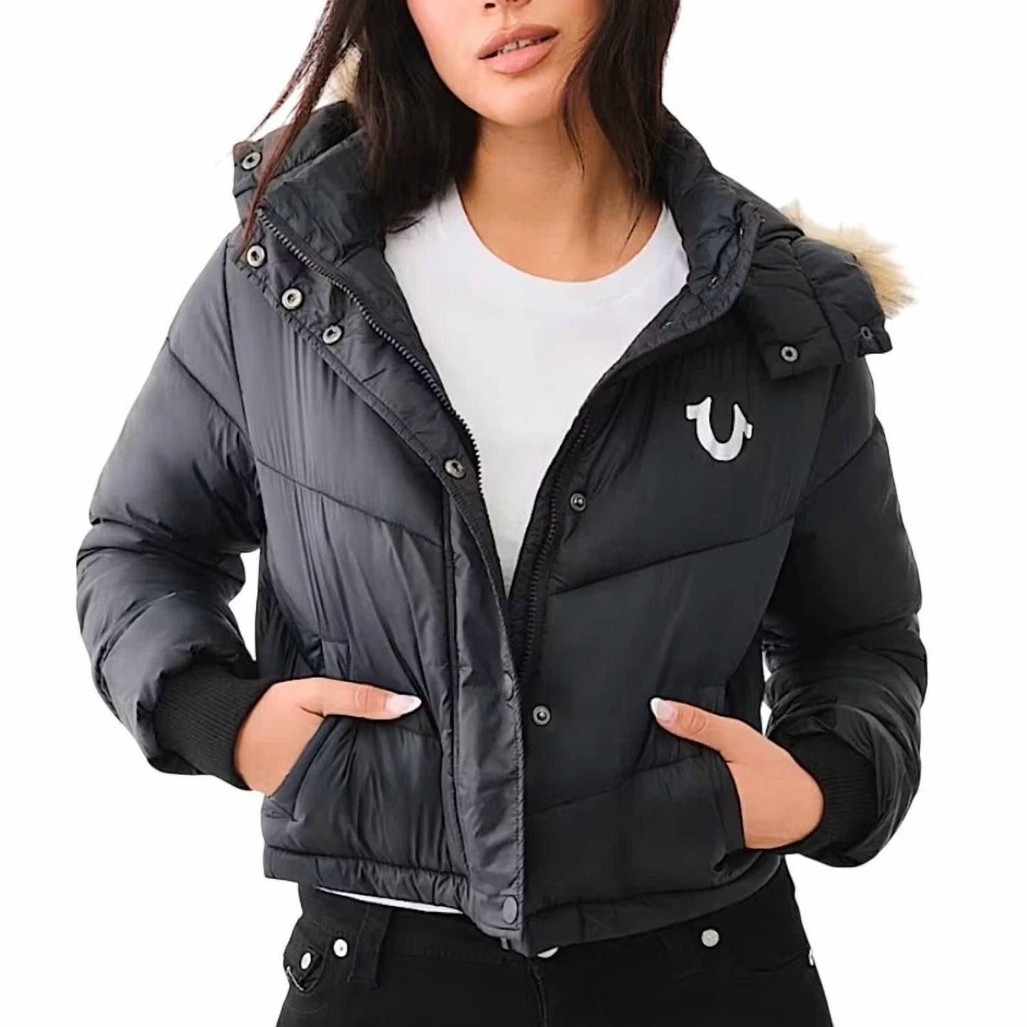 Черная пуховая куртка с меховой отделкой True Religion
Черная пуховая куртка с меховой отделкой True Religion