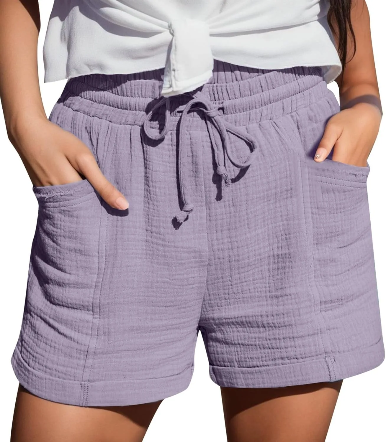 Льняные шорты для женщин Baggy Casual с высокой талией и кулиской
Льняные шорты для женщин Baggy Casual с высокой талией и кулиской