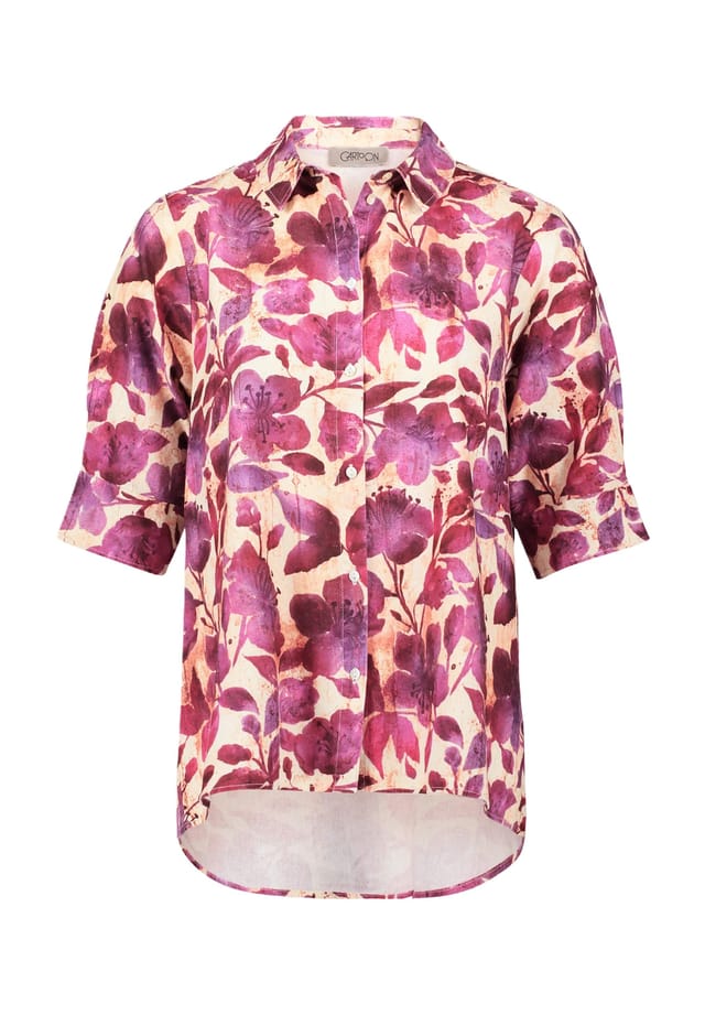 Блузка-Рубашка из льняной смеси с короткими рукавами Cartoon, розовый 
Блузка-Рубашка из льняной смеси с короткими рукавами Cartoon, розовый