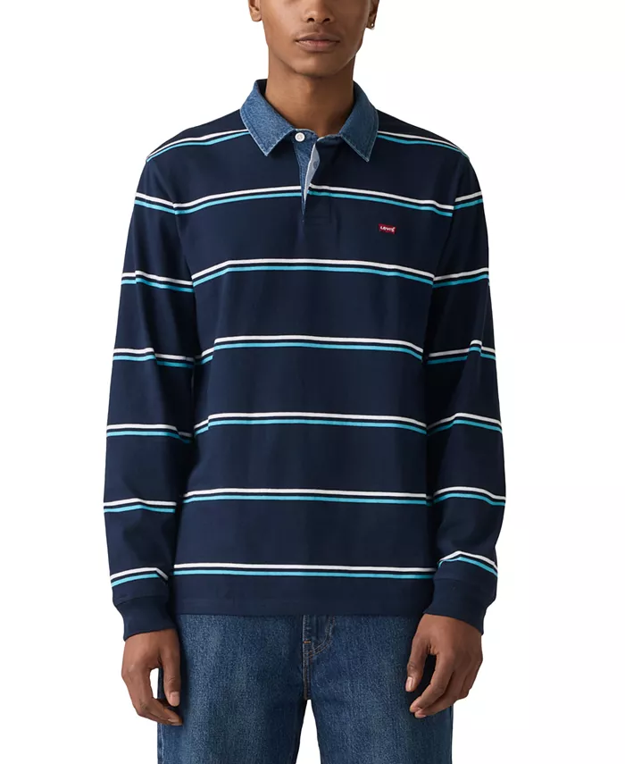 Мужская свободная полосатая рубашка-регби с длинным рукавом Levi's, синий
Мужская свободная полосатая рубашка-регби с длинным рукавом Levi's, синий