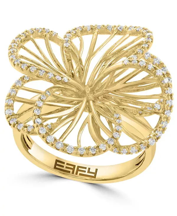 Кольцо Effy с ажурным цветком и бриллиантовой каймой (3/8 карата) из 14-каратного золота Effy Collection, gold
Кольцо Effy с ажурным цветком и бриллиантовой каймой (3/8 карата) из 14-каратного золота Effy Collection, gold