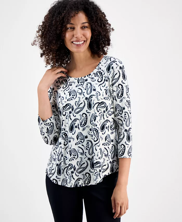 Футболка Petite с принтом пейсли, круглым вырезом и рукавами 3/4 JM Collection, белый
Футболка Petite с принтом пейсли, круглым вырезом и рукавами 3/4 JM Collection, белый