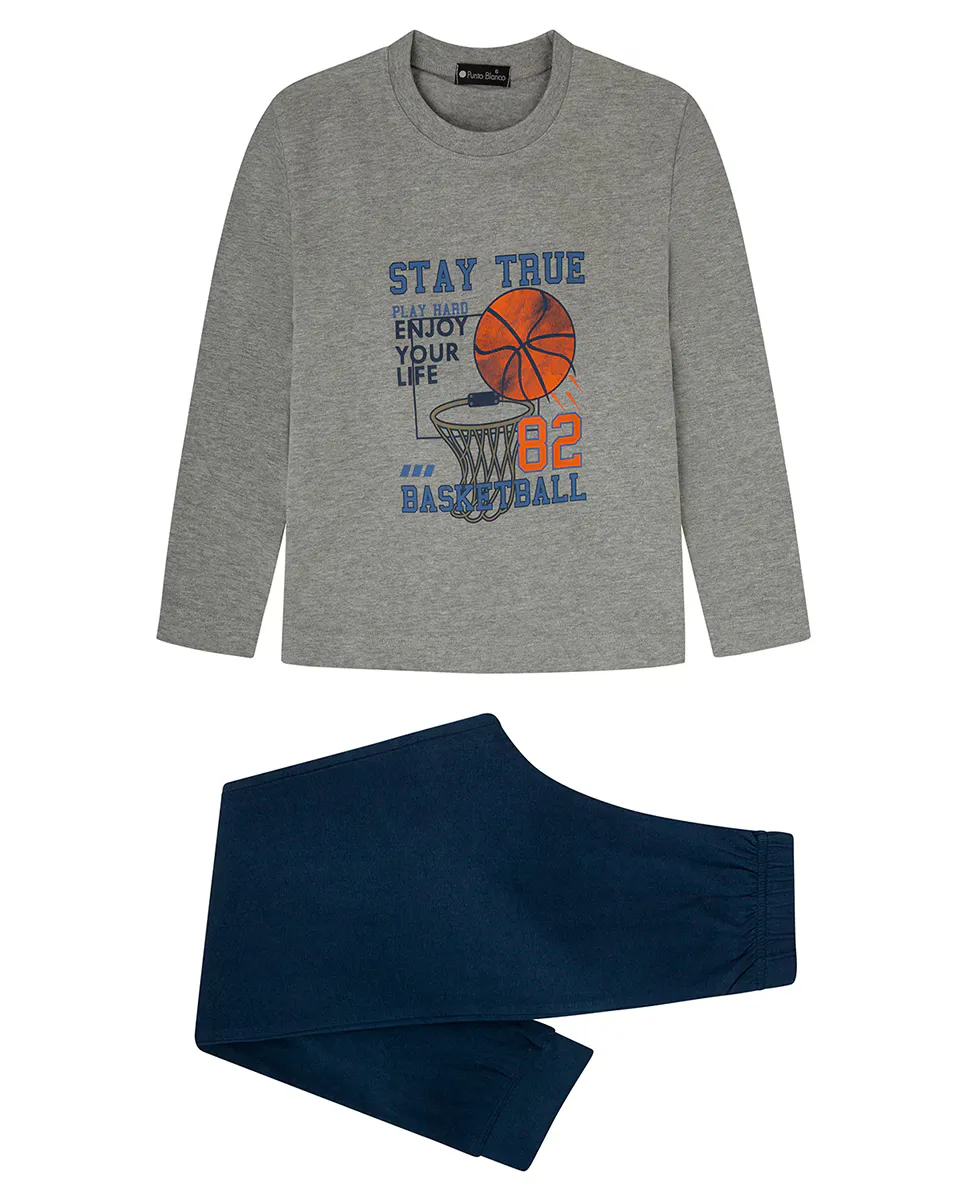 Длинная хлопковая пижама светло-серого цвета для детей Punto Blanco
Длинная хлопковая пижама светло-серого цвета для детей Punto Blanco