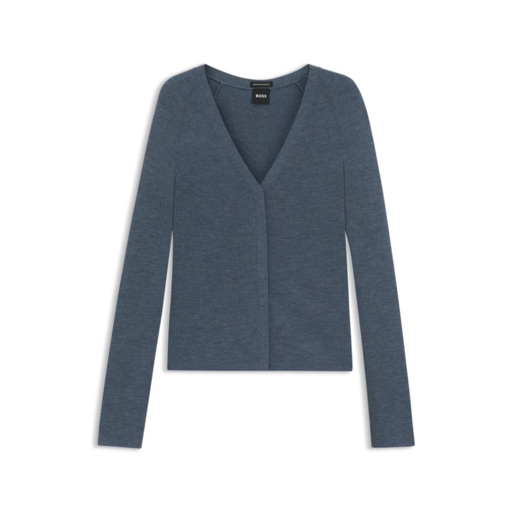 Кардиган на скрытой застежке из супертонкой мериносовой шерсти BOSS, светло-голубой
Кардиган на скрытой застежке из супертонкой мериносовой шерсти BOSS, светло-голубой