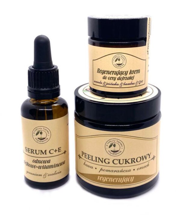 Регенерирующий набор: Сыворотка для лица C+E + крем для лица Piękno w Pełni + сахарный пилинг апельсин кофе грецкий орех Z natury lepsze
Регенерирующий набор: Сыворотка для лица C+E + крем для лица Piękno w Pełni + сахарный пилинг апельсин кофе грецкий орех Z natury lepsze